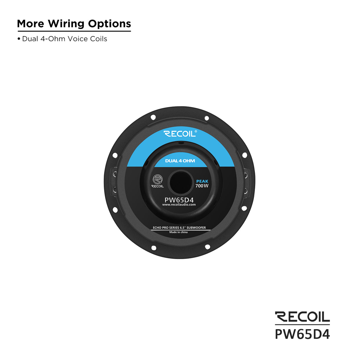 Recoil ECHO PRO SERIES 6.5" Dual 4 Ohm Subwoofer - 200 Watts RMS Power Handling (PW6D4)