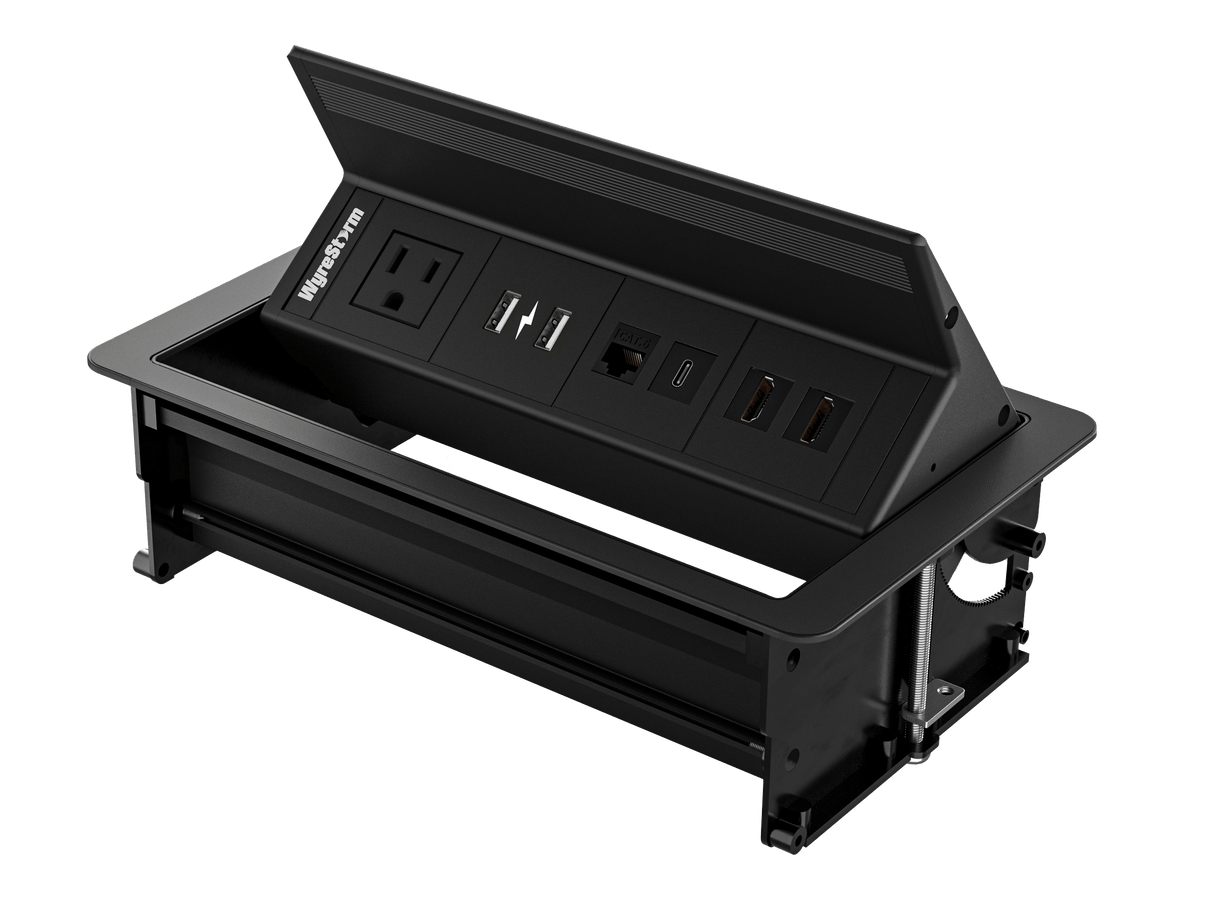 Wyrestorm Flip Up In-Desk Connectivity | 2 HDMI & USB-C Passthrough | USB Charging | RJ-45  (IDB400NA)