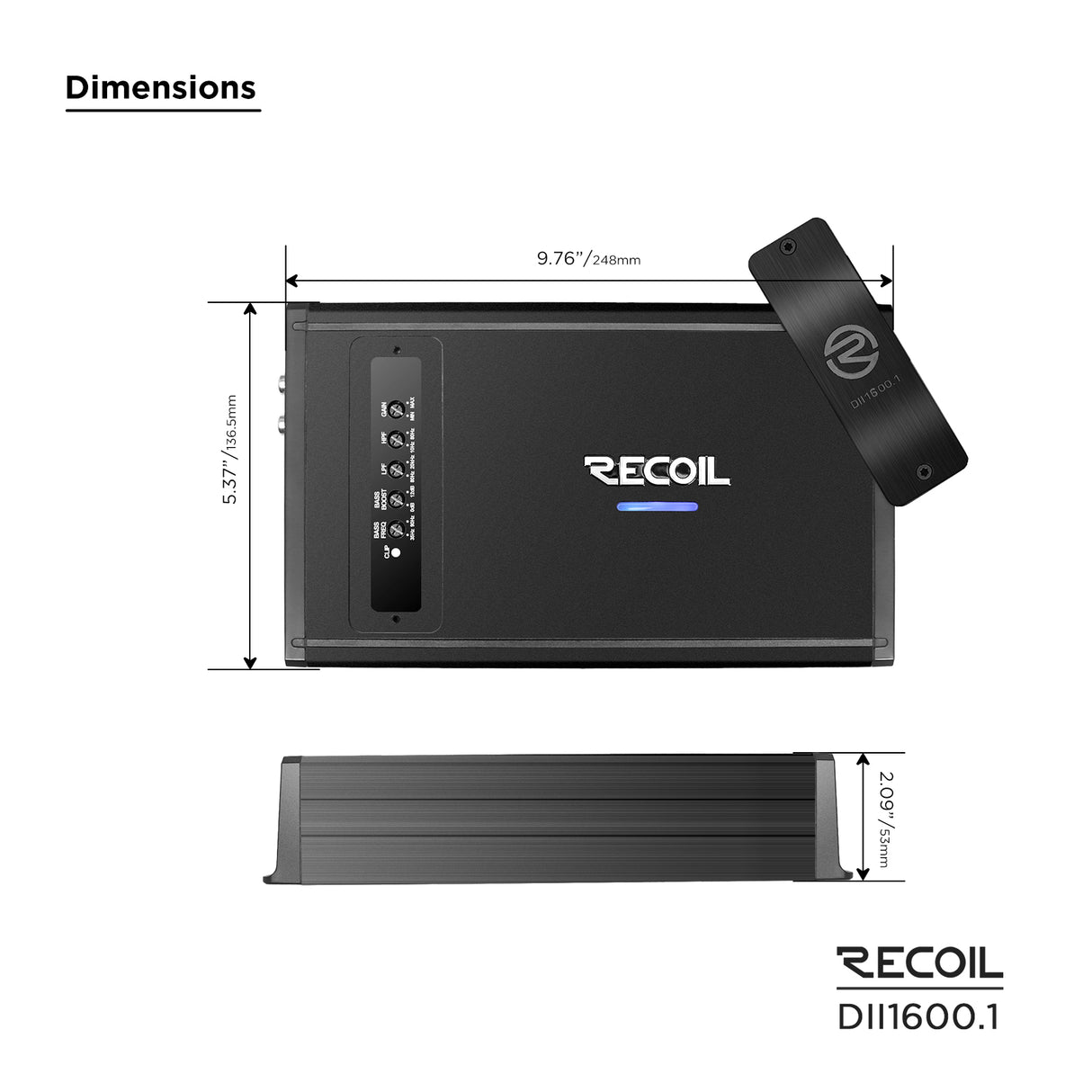 Recoil DII SERIES Mono Block Amplifier 1,600 Watts RMS x 1 @ 2 Ohms (DII16001)