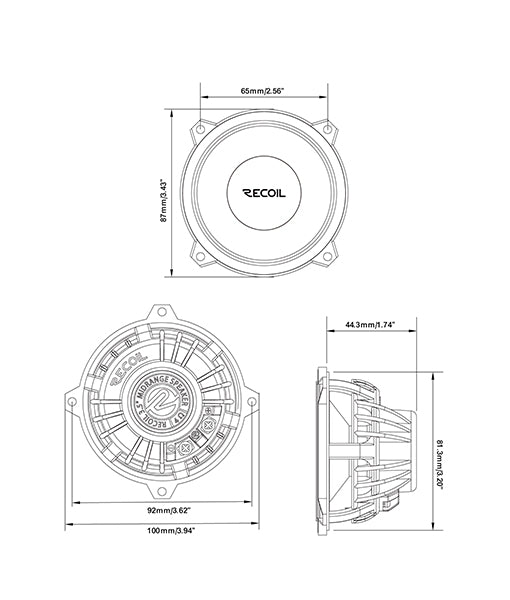 Recoil AUDIOPHILE RPM SERIES 3.5" Midrange Speakers (sold as pair) (RMS35)