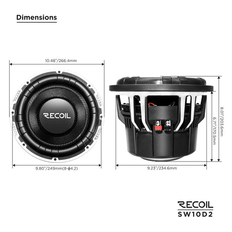 ECHO MAX SERIES 10" Dual 2 Ohm Subwoofer - 1,000 Watts RMS Power Handling (SW10D2)