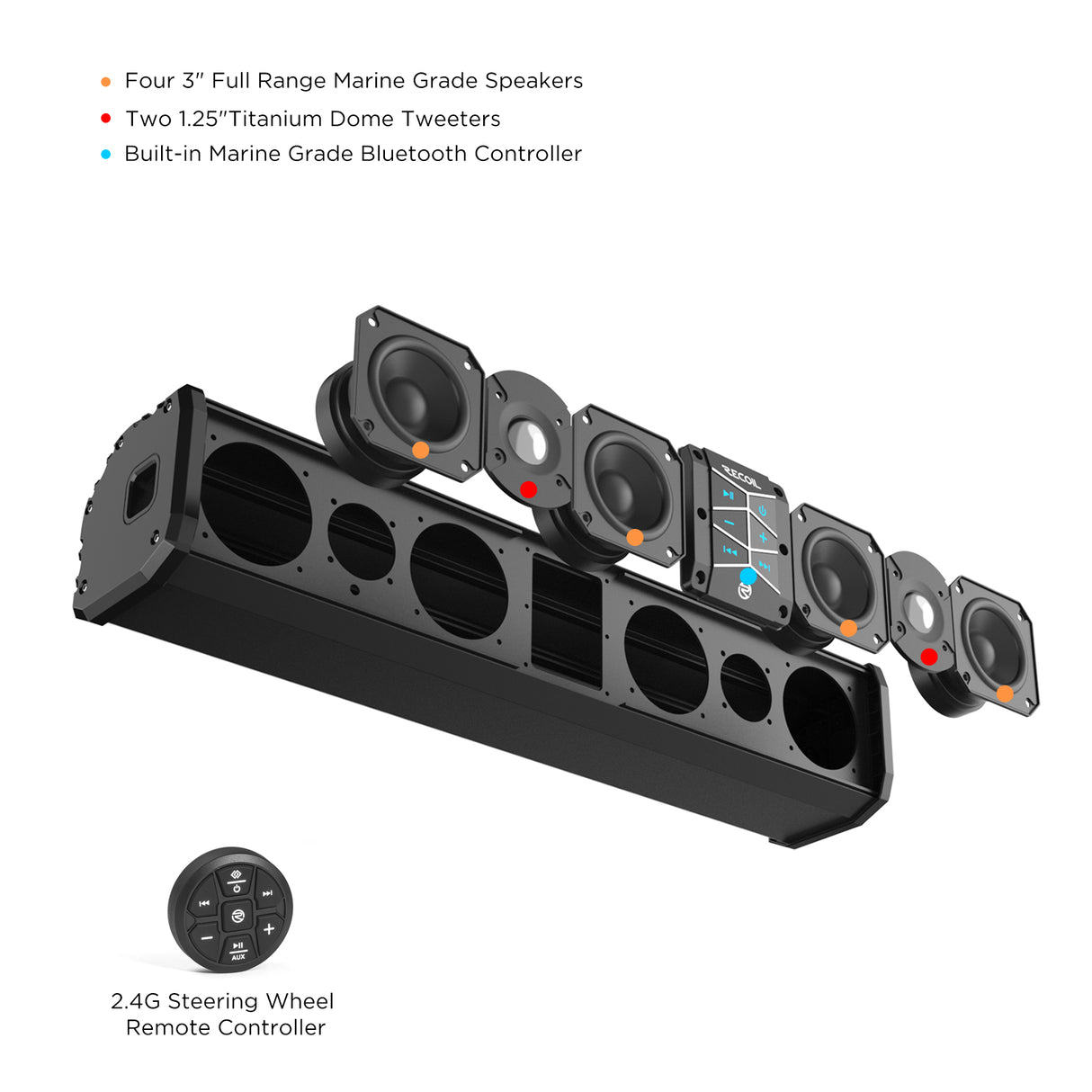Recoil Bluetooth Amplified 6-Speaker Sound Bar (PSB6)