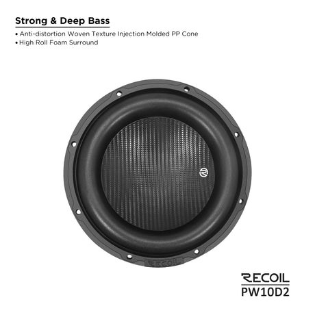 Recoil ECHO PRO SERIES 10" Dual 2 Ohm Subwoofer - 600 Watts RMS Power Handling (PW10D2)