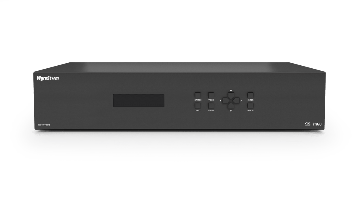 Wyrestorm 4K60Hz 10x7 Seamless Matrix | 4K60Hz 4:4:4 | 7 HDMI & 1 USB-C input | NetworkHD (500 series) & HDBaseT Inputs & outputs  (MX1007HYB)
