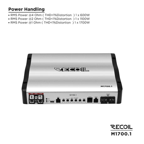 RECOIL Marine Grade 1-Channel Amplfiier - 1700 Watts x 1 RMS @ 1 Ohm (M17001)