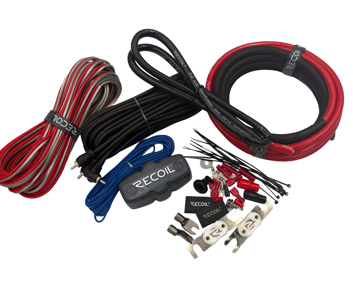 Recoil 4 AWG 2-Channel Pure OFC Copper Amplifier Wiring Kit with RCA's (4SKCOMP)