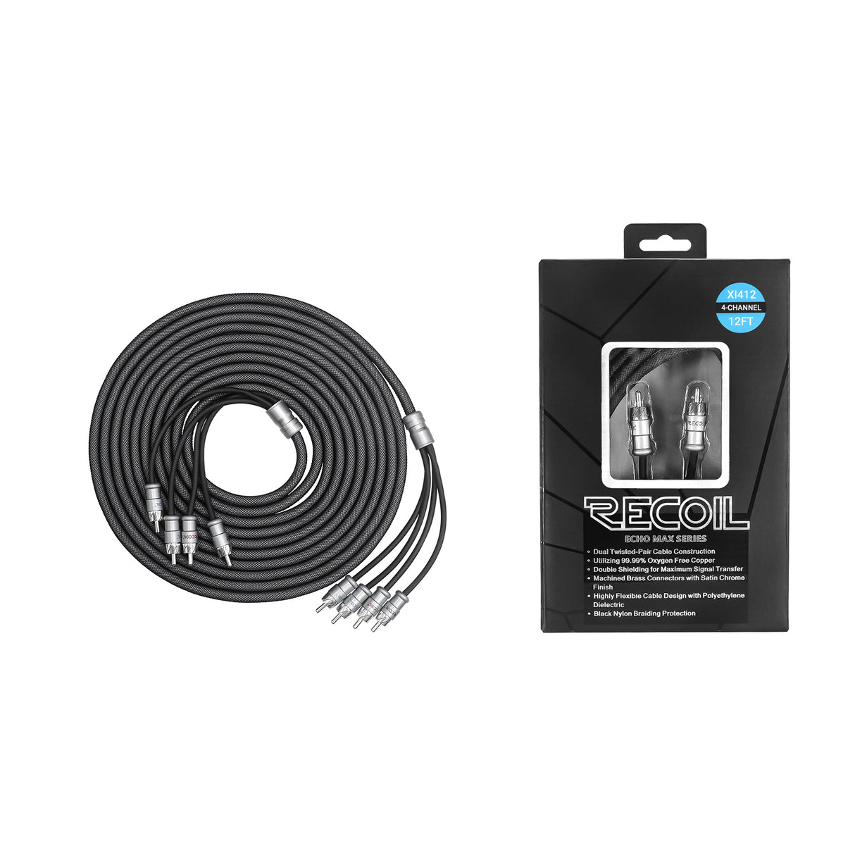 RECOIL ECHO MAX SERIES 4-Channel 12 FT RCA Cable (XI412)