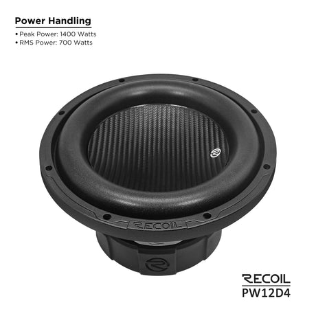 Recoil ECHO PRO SERIES 12" Dual 4 Ohm Subwoofer - 700 Watts RMS Power Handling (PW12D4)
