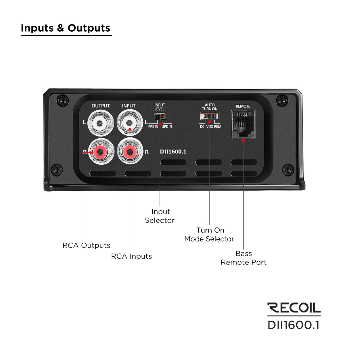 Recoil DII SERIES Mono Block Amplifier 1,600 Watts RMS x 1 @ 2 Ohms (DII16001)