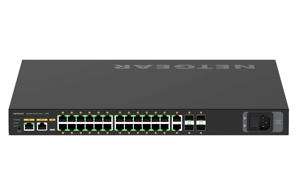 Wyrestorm AV Line M4250-26G4XF-PoE+ - Switch - L3- Managed - 24 x 10/100/1000(PoE+) + 2 x 10/100/1000 + 4 x 1Gigabit / 10 Gigabit SFP+ (M4250GSM4230PX26p)