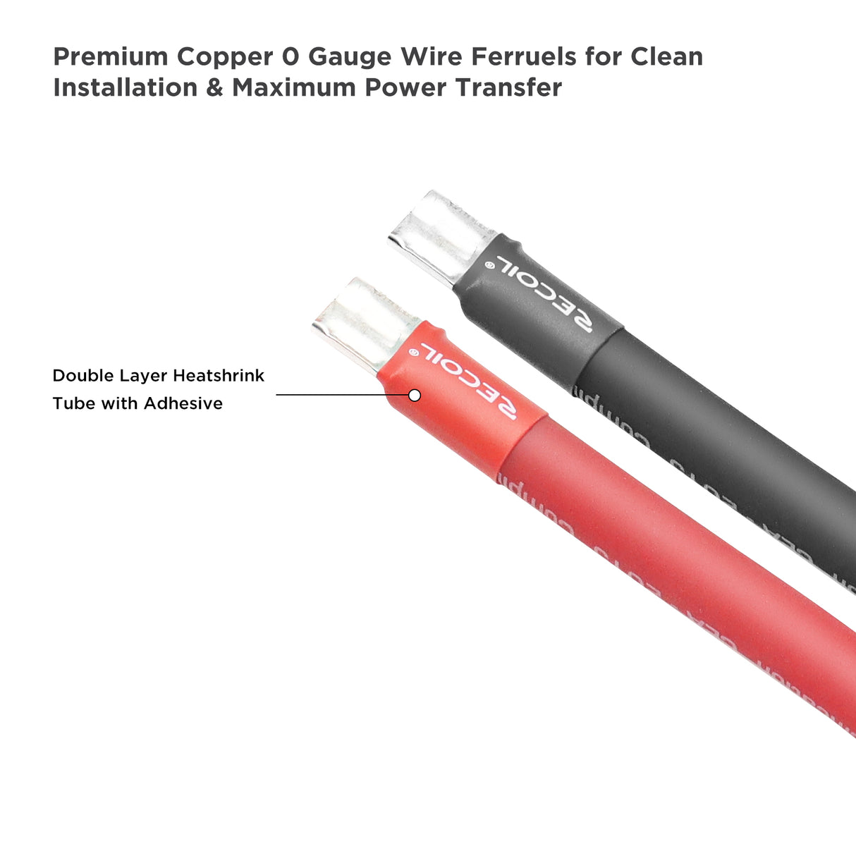 RECOIL Wire Ferrules 1/0 AWG - 12 Pack (6 Red, 6 Black) (WF012)