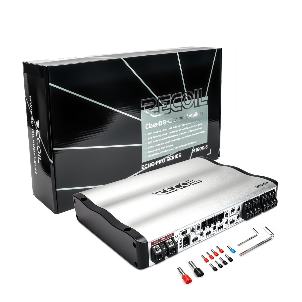 RECOIL Marine Grade 8-Channel Amplfiier - 120 Watts x 8 RMS @ 4 Ohms (M16008)