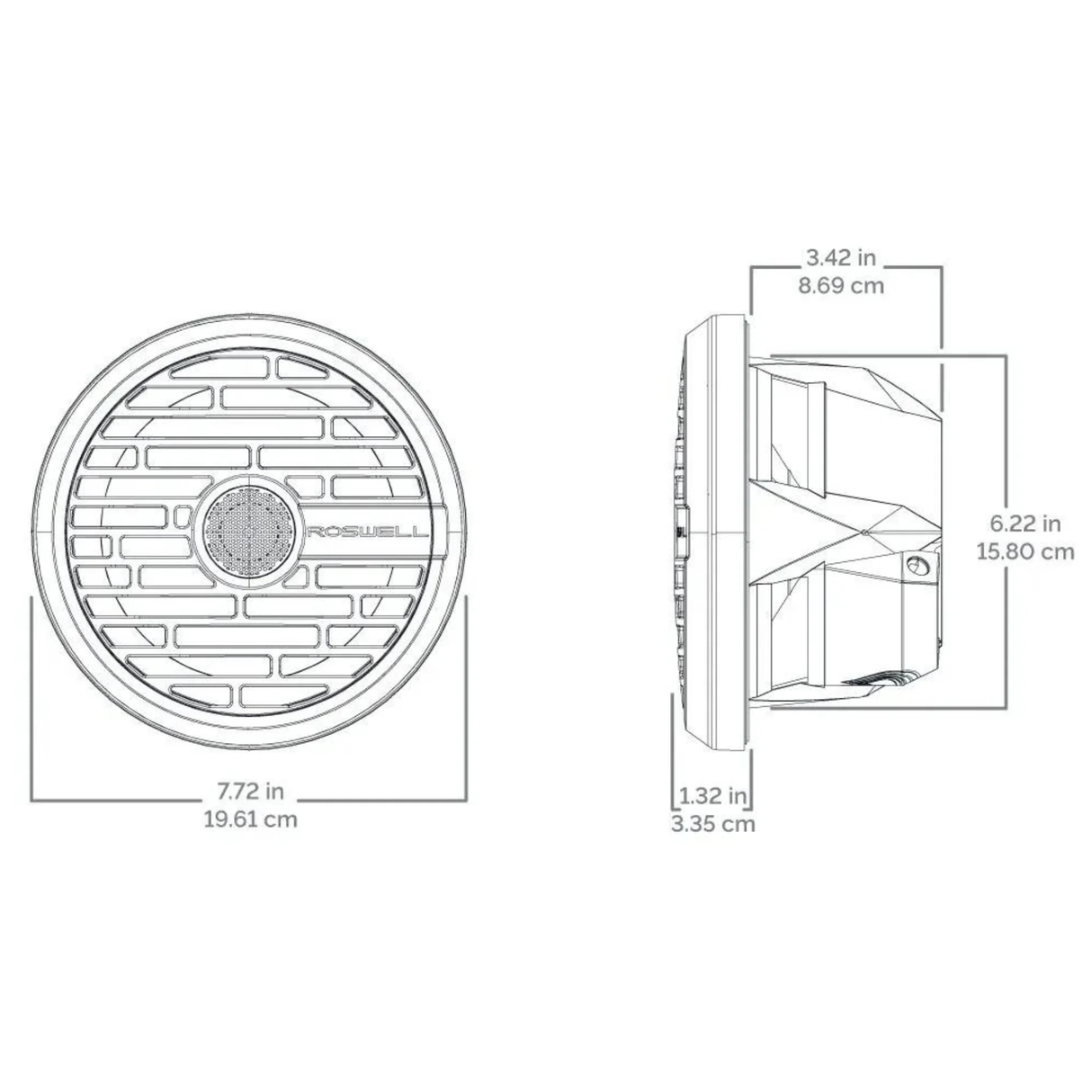 Roswell R1 SERIES 7.7" Marine Coaxial Speakers with RGB - White (R177WHITE)