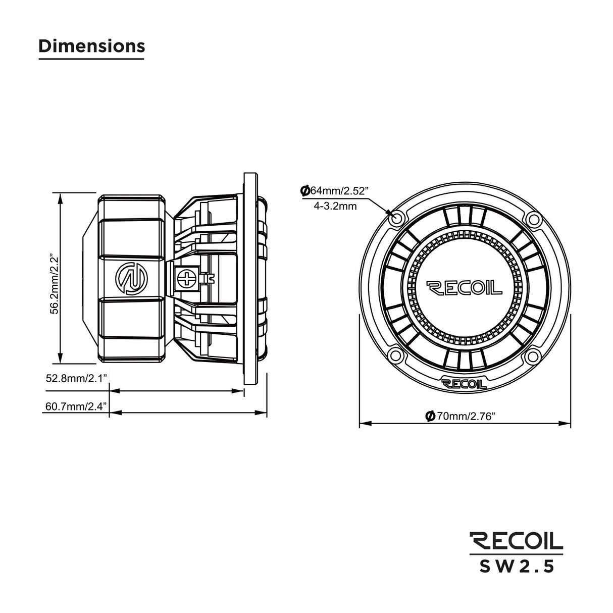 RECOIL 2.5" SUBWOOFER - 20 Watts RMS Power Handling (SW25)