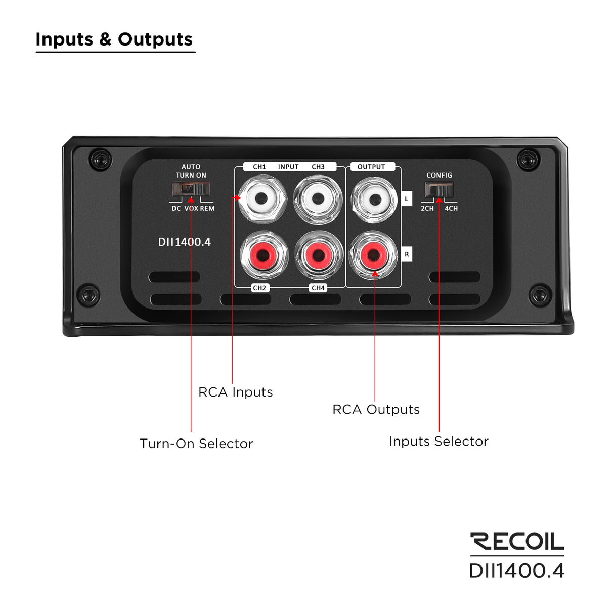 Recoil DII SERIES 4-Channel Amplifier 200 Watts x 4 RMS @ 4 Ohms (DII14004)