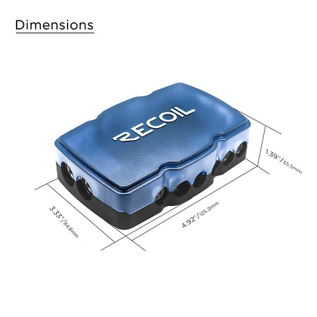 RECOIL 3 Position Combination Power / Ground Distribution Block - 1/0 AWG inputs / 4 AWG Power & Ground Outputs (MPG3)