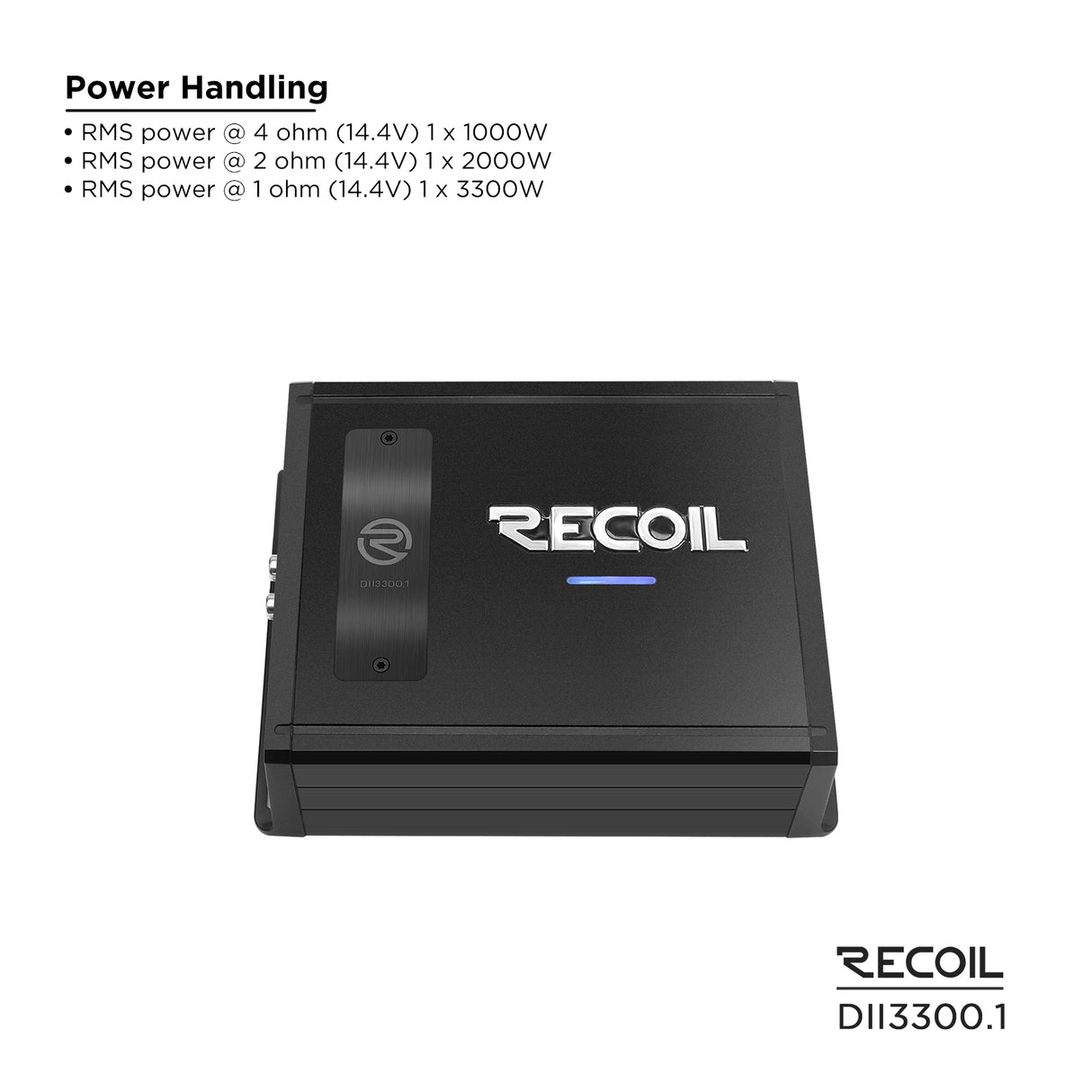 Recoil DII SERIES Mono Block Amplifier 3,300 Watts RMS x 1 @ 1 Ohm (DII33001)