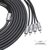 RECOIL ECHO MAX SERIES 4-Channel 12 FT RCA Cable (XI412)