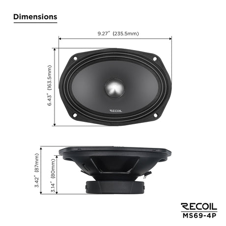 RECOIL 6X9-Inch Midrange Pro Audio Speakers (MS694P)