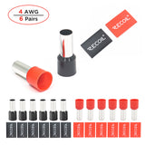 RECOIL Wire Ferrules 4 AWG - 12 Pack (6 Red, 6 Black) (WF412)