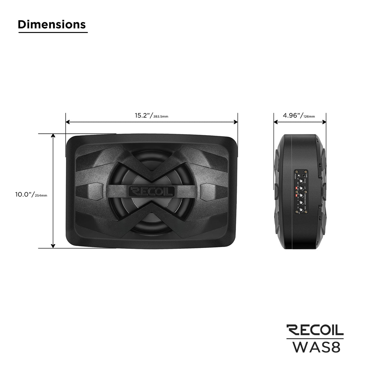 Recoil Waterproof Amplified Powersports Subwoofer (WAS8)