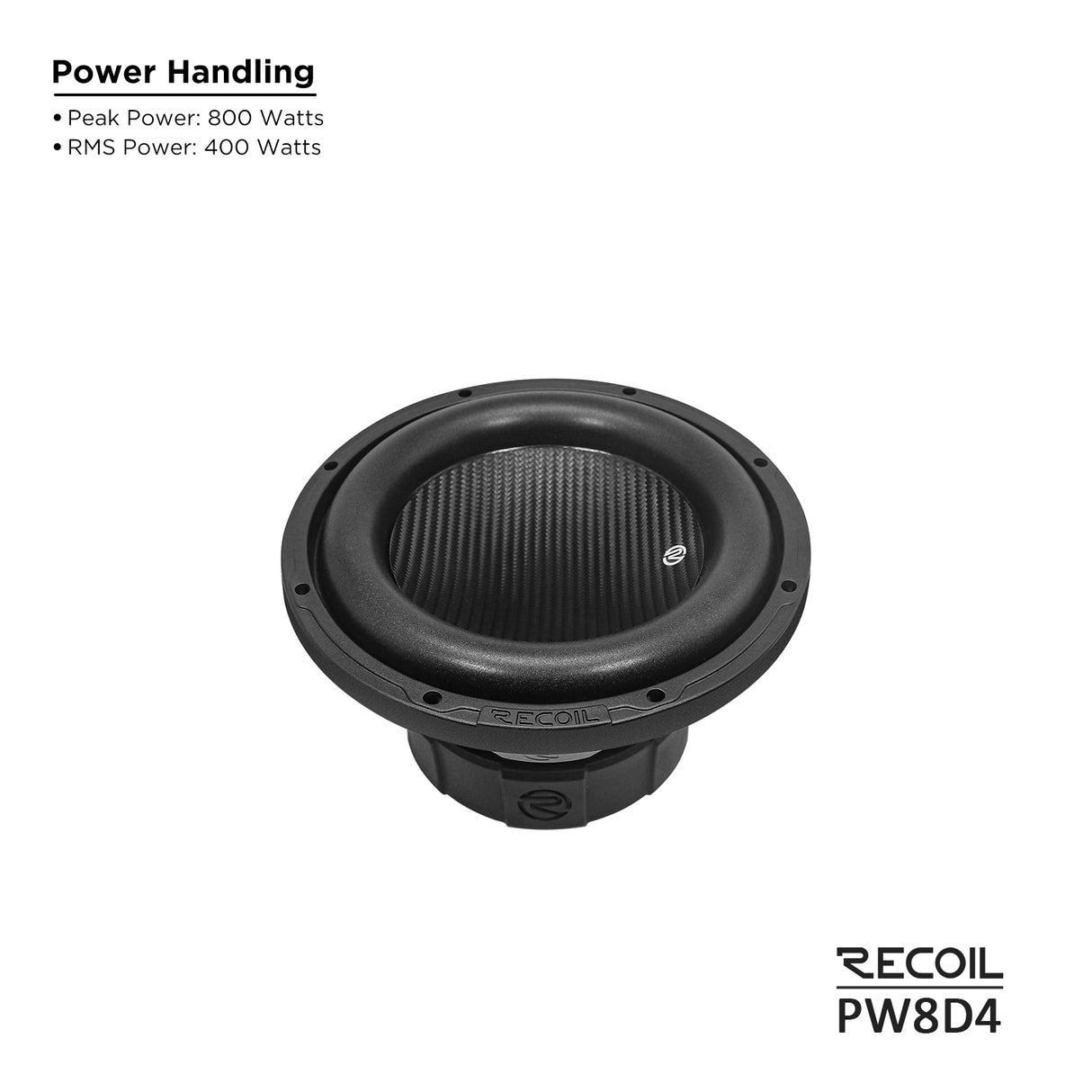 Recoil ECHO PRO SERIES 8" Dual 4 Ohm Subwoofer - 500 Watts RMS Power Handling (PW8D4)