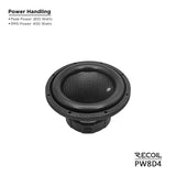 Recoil ECHO PRO SERIES 8" Dual 4 Ohm Subwoofer - 500 Watts RMS Power Handling (PW8D4)
