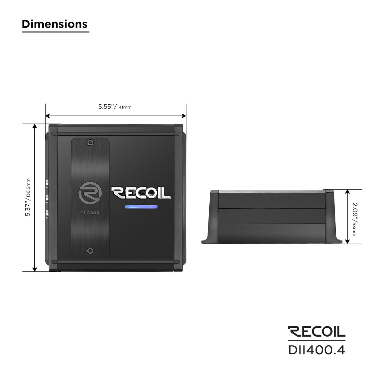 Recoil DII SERIES 4-Channel Amplifier 62 Watts x 4 RMS @ 4 Ohms (DII4004)
